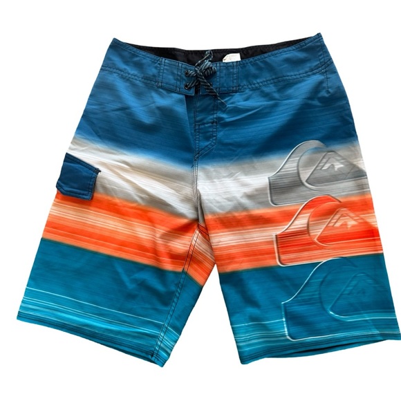Quiksilver Hilo Boardshorts Mens Size 30 Multicolor Polyester Hawaiian Ocean - Picture 1 of 10